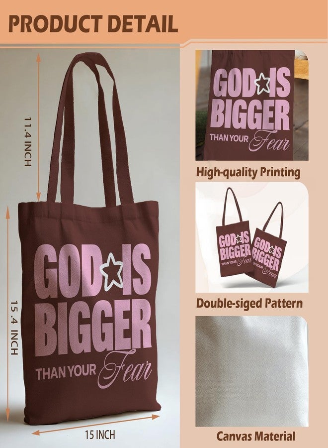 FDHSPAAM Christian Tote Bag for Women, Minimalist Bible Scripture Canvas Tote Bag, Aesthetic God is Bigger than Your Fear Spiritual Religious Reusable Shopping Grocery Bags - Image 4